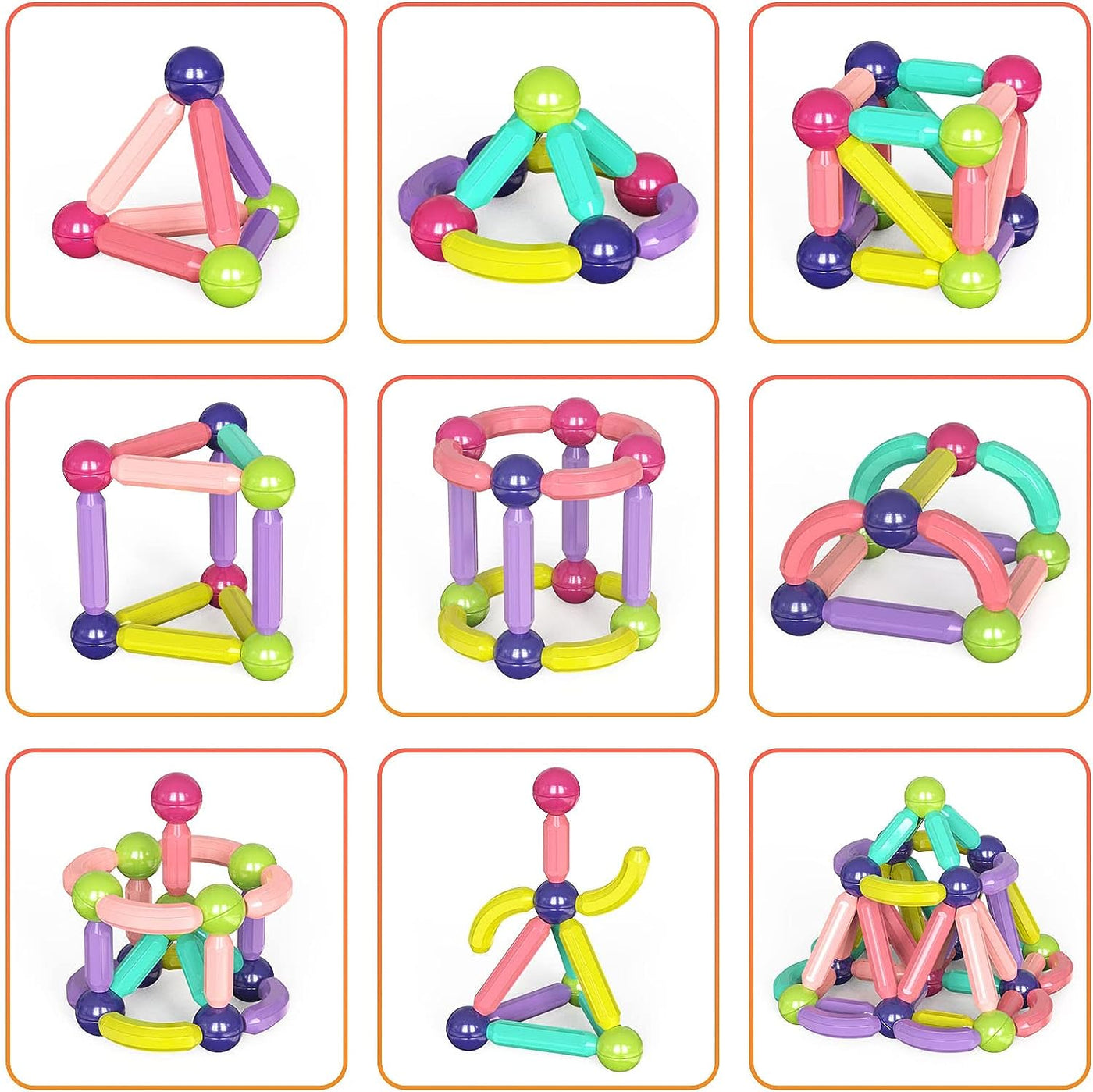 Magnetic Building Blocks Set For Kids Ages 3, STEM Construction 3D Stacking Magnetic Toys For Boys And Girls,128PCS.